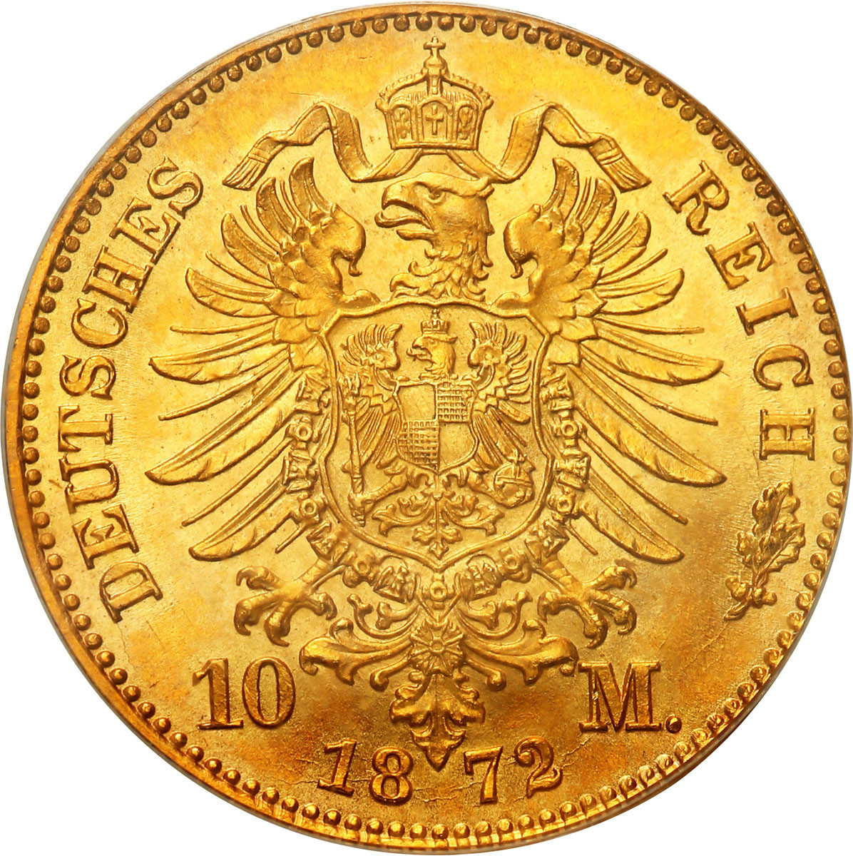 Niemcy. Prusy. 10 marek 1872 A, Berlin PCGS MS63 - WYŚMIENITE